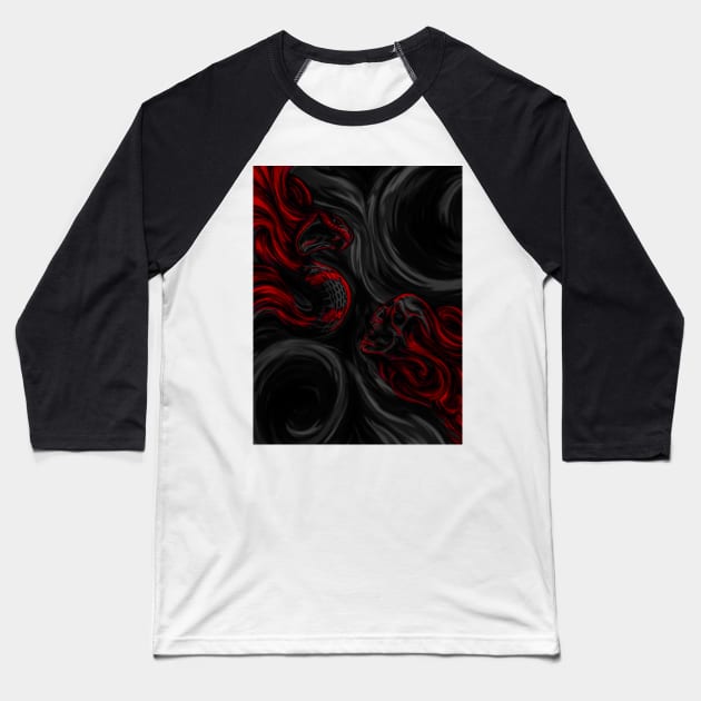 Skull & Snake (dark red) Baseball T-Shirt by FattoAMano